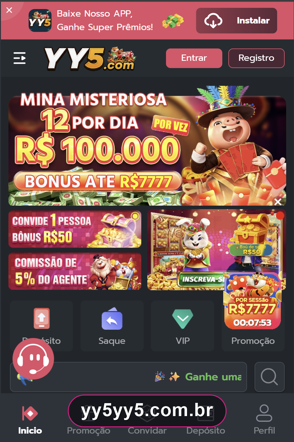 YY5 App — Screenshot Oficial do Casino Online